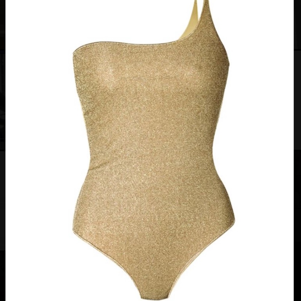 never worn Lumière One-Shoulder Maillot in Gold! Size medium.